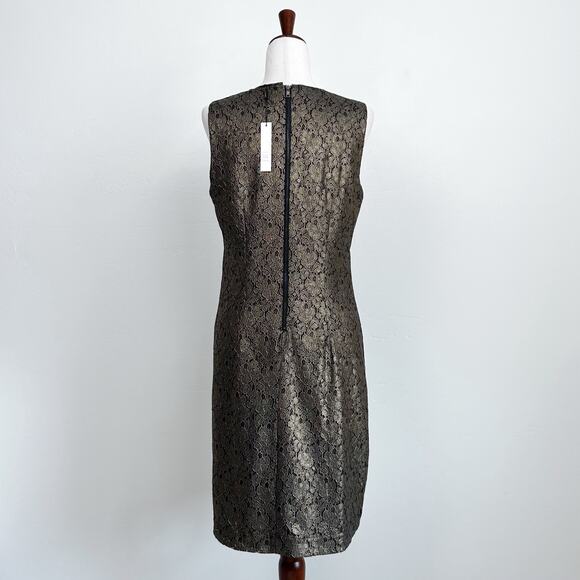 Tahari Gold Metallic Lace Sleeveless Fran Dress NWT - Picture 10 of 12